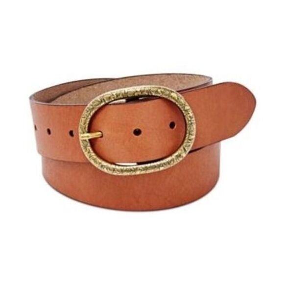 ✨FOSSIL VINTAGE OVAL LEATHER BELT IN BROWN SZ SMALL✨ - Picture 1 of 9